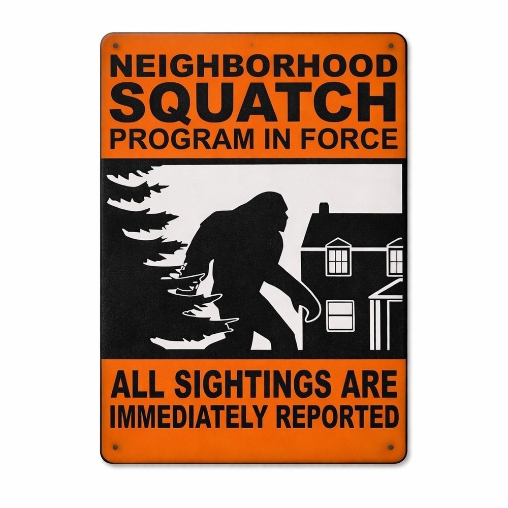 Neighborhood Squatch Program In Force Funny‎ Metal Sign Bigfoot Home Decor